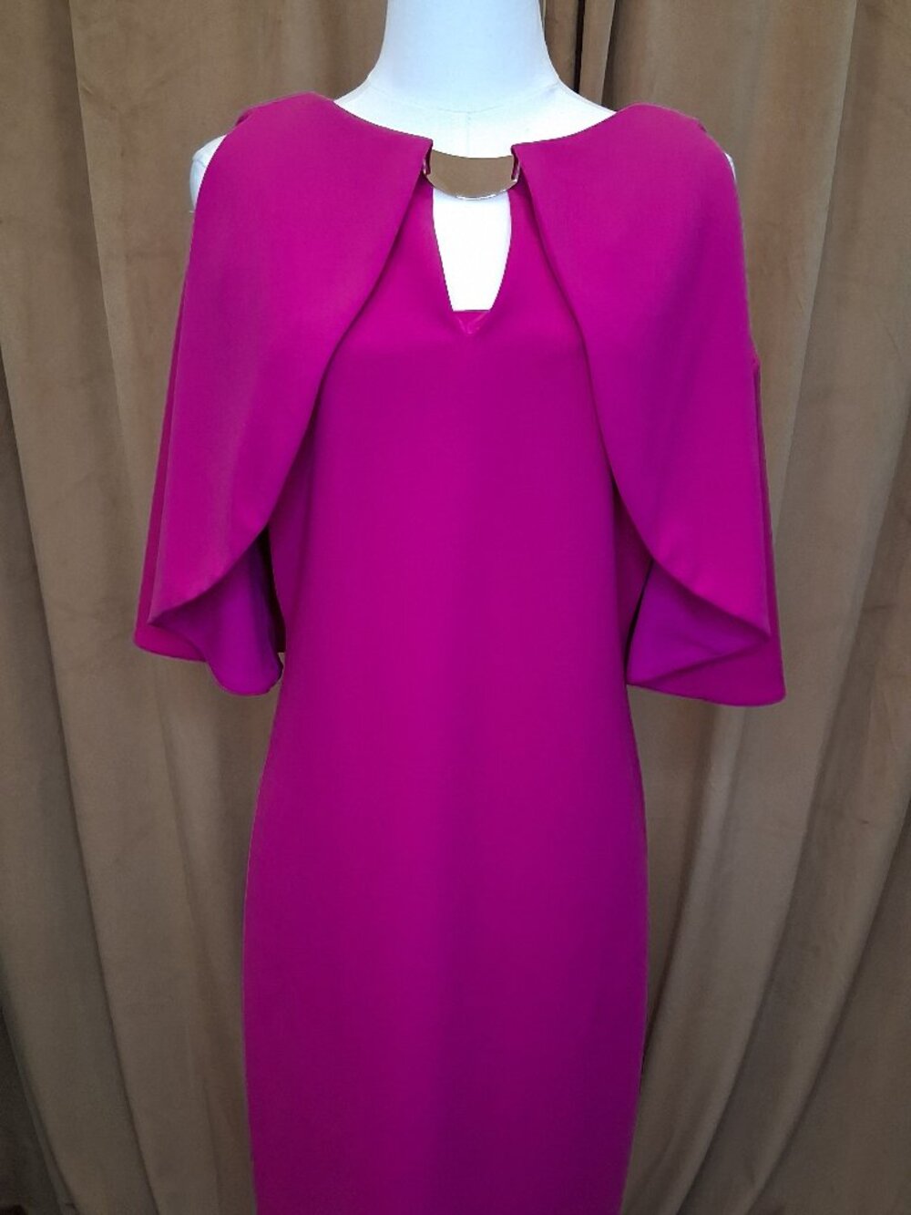 NWT Joseph Ribkoff Cape-Overlay Sheath Cocktail Dress Size 6